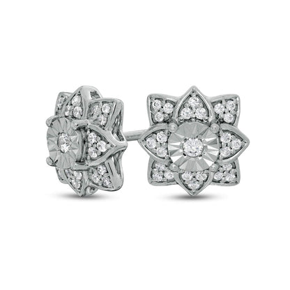 0.33 CT. T.W. Diamond Flower Stud Earrings in 10K White Gold