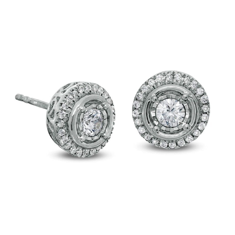 0.5 CT. T.W. Diamond Frame Stud Earrings in 10K White Gold