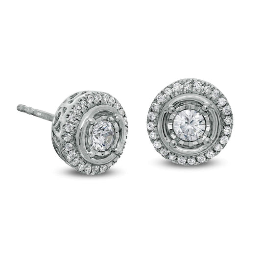 0.5 CT. T.W. Diamond Frame Stud Earrings in 10K White Gold