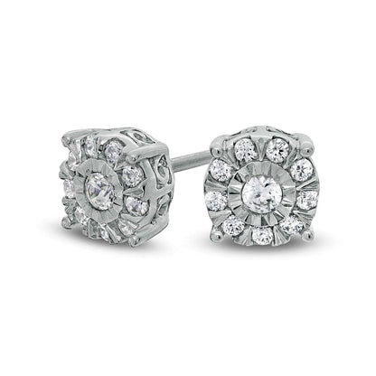 0.33 CT. T.W. Diamond Frame Stud Earrings in 10K White Gold