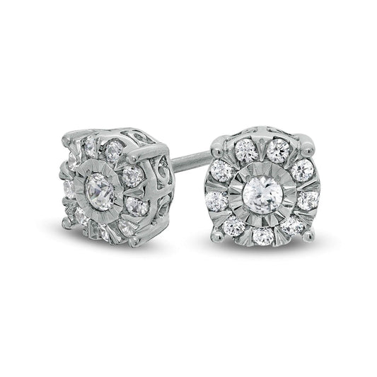 0.33 CT. T.W. Diamond Frame Stud Earrings in 10K White Gold