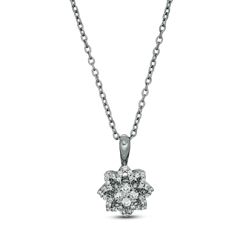 0.25 CT. T.W. Composite Natural Diamond Frame Flower Pendant in 10K White Gold