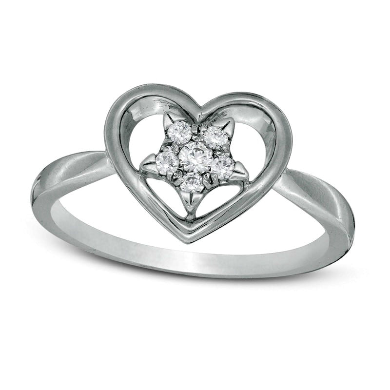 0.17 CT. T.W. Composite Natural Diamond Star in Heart Ring in Sterling Silver