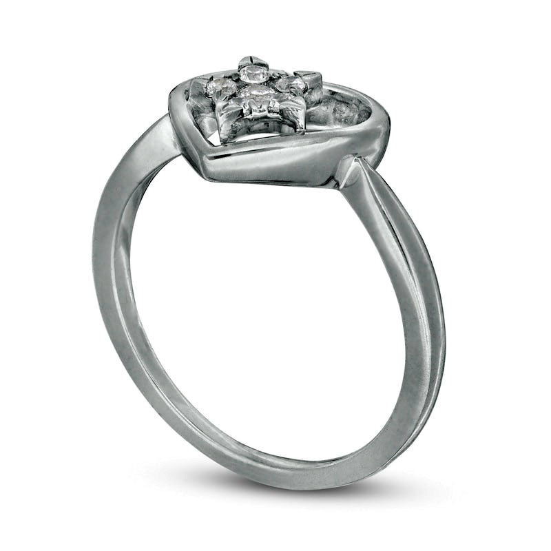 0.17 CT. T.W. Composite Natural Diamond Star in Heart Ring in Sterling Silver