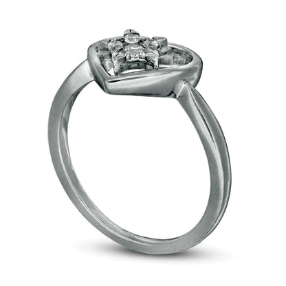 0.17 CT. T.W. Composite Natural Diamond Star in Heart Ring in Sterling Silver