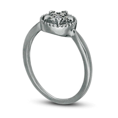 0.13 CT. T.W. Composite Natural Diamond Star in Circle Ring in Sterling Silver