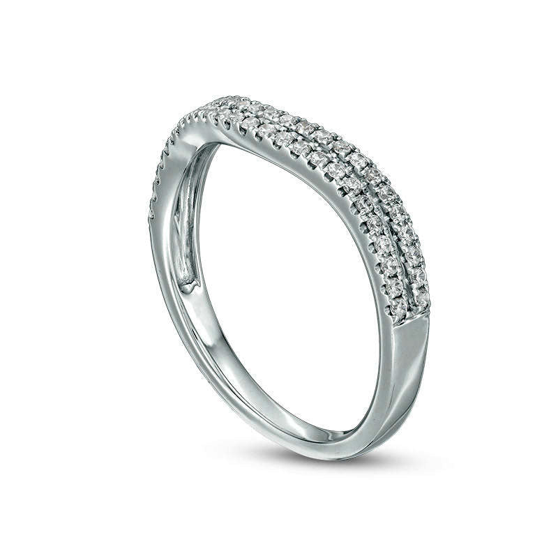 0.25 CT. T.W. Natural Diamond Double Contour Anniversary Band in Solid 10K White Gold