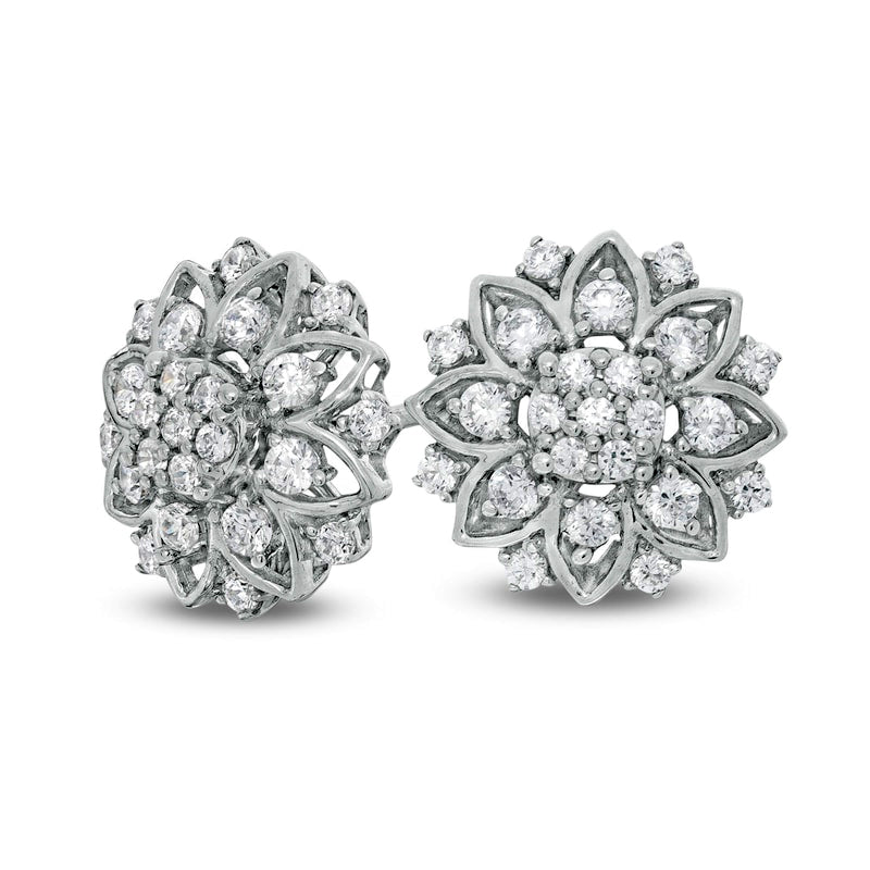 0.75 CT. T.W. Composite Diamond Frame Flower Stud Earrings in 10K White Gold