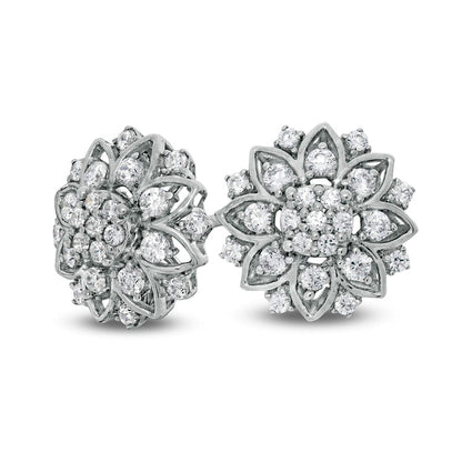 0.75 CT. T.W. Composite Diamond Frame Flower Stud Earrings in 10K White Gold