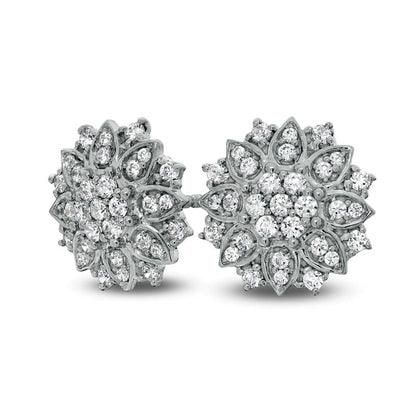0.5 CT. T.W. Composite Diamond Flower Stud Earrings in 10K White Gold