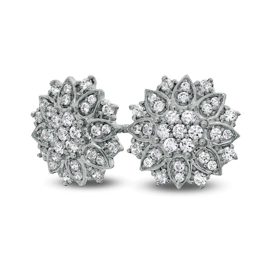 0.5 CT. T.W. Composite Diamond Flower Stud Earrings in 10K White Gold