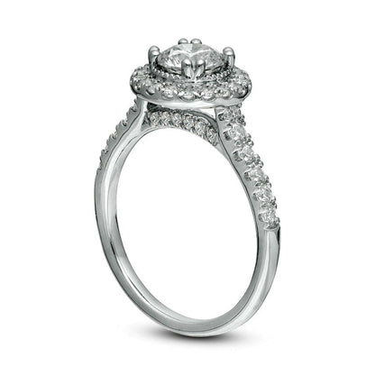 1.5 CT. T.W. Natural Diamond Frame Antique Vintage-Style Engagement Ring in Solid 14K White Gold