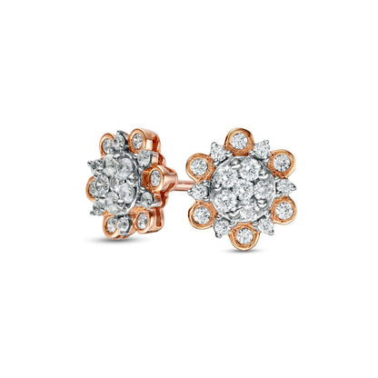 0.5 CT. T.W. Composite Diamond Ornate Frame Stud Earrings in 10K Rose Gold