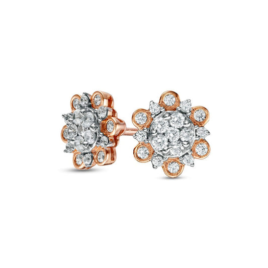 0.5 CT. T.W. Composite Diamond Ornate Frame Stud Earrings in 10K Rose Gold
