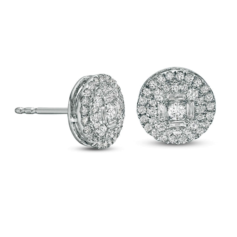 0.5 CT. T.W. Composite Diamond Frame Stud Earrings in 10K White Gold
