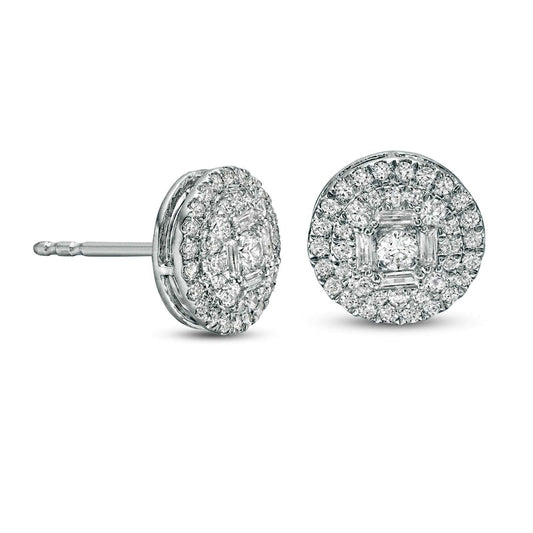 0.5 CT. T.W. Composite Diamond Frame Stud Earrings in 10K White Gold