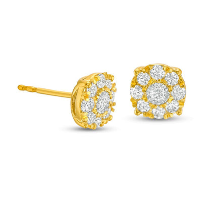 0.5 CT. T.W. Diamond Frame Stud Earrings in 10K Gold