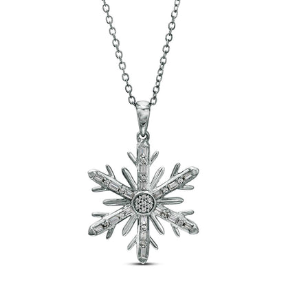 0.25 CT. T.W. Composite Natural Diamond Snowflake Pendant in Sterling Silver