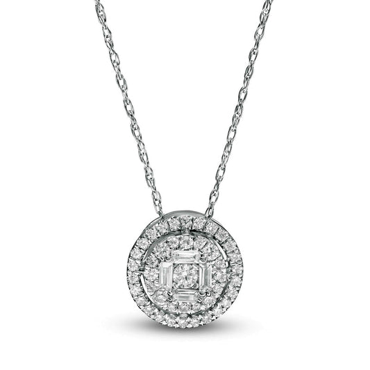 0.25 CT. T.W. Composite Natural Diamond Frame Pendant in 10K White Gold