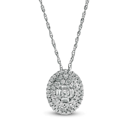 0.25 CT. T.W. Composite Oval Natural Diamond Pendant in 10K White Gold