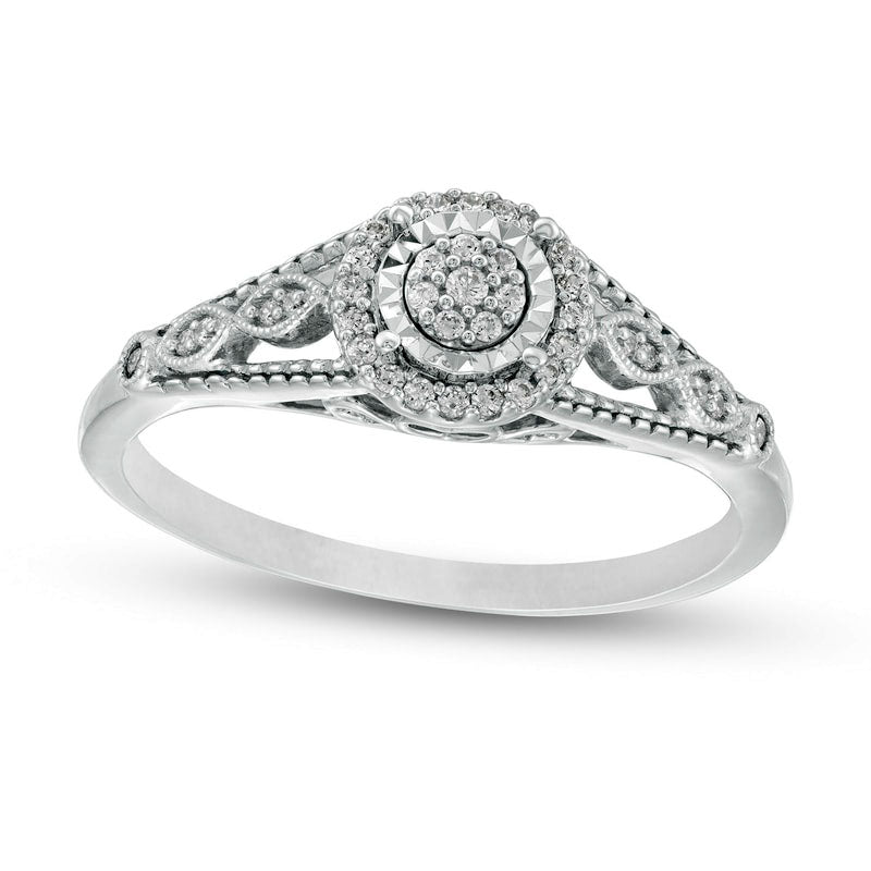 0.17 CT. T.W. Composite Natural Diamond Frame Antique Vintage-Style Promise Ring in Sterling Silver