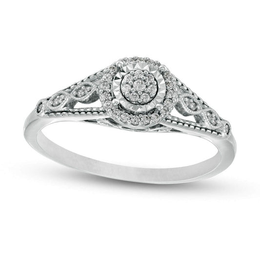 0.17 CT. T.W. Composite Natural Diamond Frame Antique Vintage-Style Promise Ring in Sterling Silver