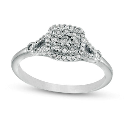 0.17 CT. T.W. Composite Cushion-Shaped Natural Diamond Split Shank Promise Ring in Sterling Silver