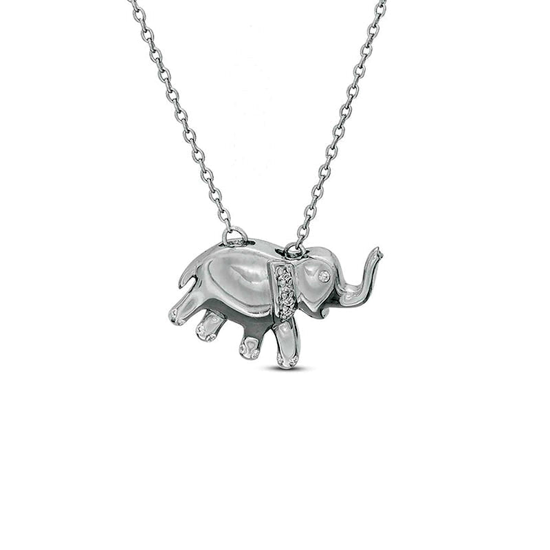 Natural Diamond Accent Elephant Pendant in Sterling Silver