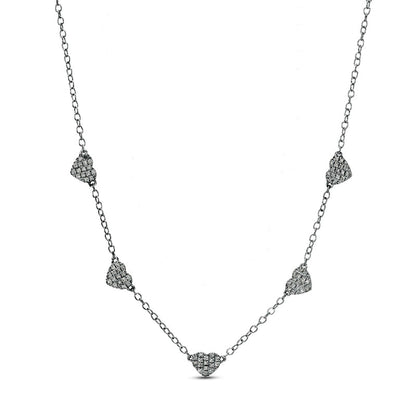 0.13 CT. T.W. Natural Diamond Heart Station Necklace in 10K White Gold - 19