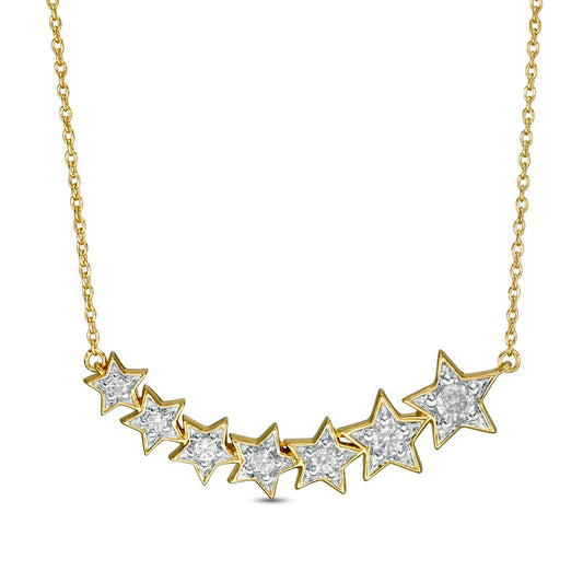 0.25 CT. T.W. Journey Natural Diamond Stars Necklace in Sterling Silver with 14K Gold Plate