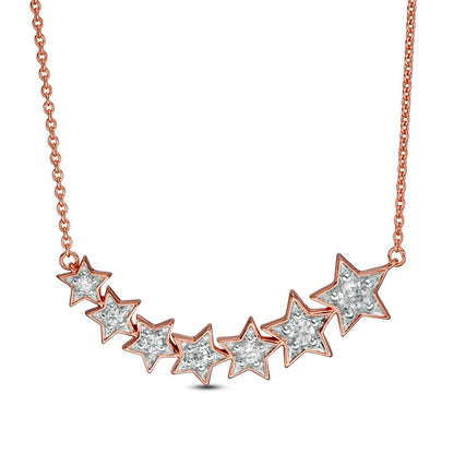 0.25 CT. T.W. Journey Natural Diamond Stars Necklace in Sterling Silver with 14K Rose Gold Plate