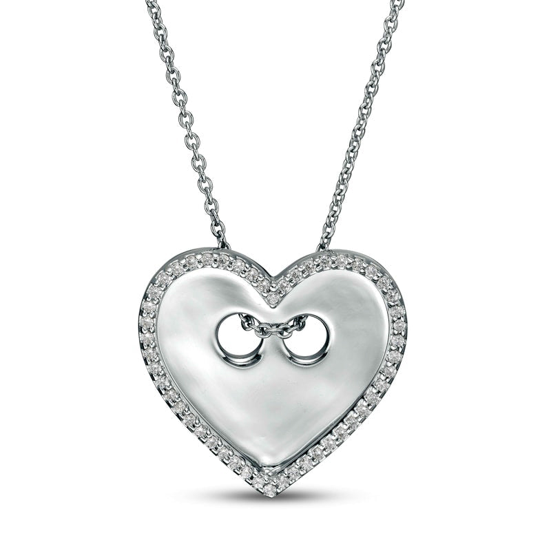 0.17 CT. T.W. Natural Diamond Heart-Shaped Button Pendant in Sterling Silver