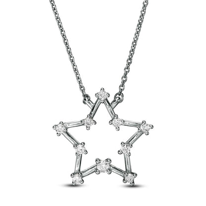 0.17 CT. T.W. Natural Diamond Star Necklace in 10K White Gold