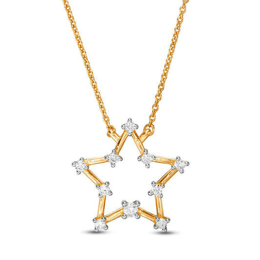 0.17 CT. T.W. Natural Diamond Star Necklace in 10K Yellow Gold