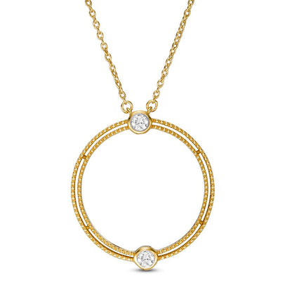 0.1 CT. T.W. Natural Diamond Double Row Open Circle Necklace in 10K Yellow Gold