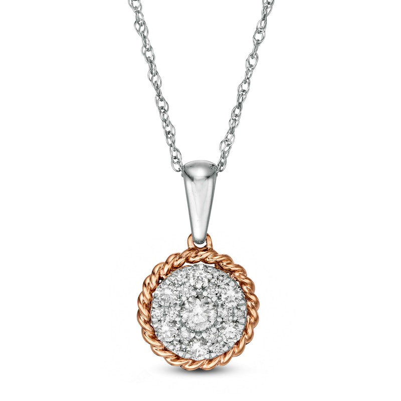 0.33 CT. T.W. Composite Natural Diamond Rope Frame Pendant in 10K Two-Tone Gold
