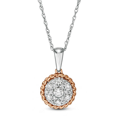 0.33 CT. T.W. Composite Natural Diamond Rope Frame Pendant in 10K Two-Tone Gold