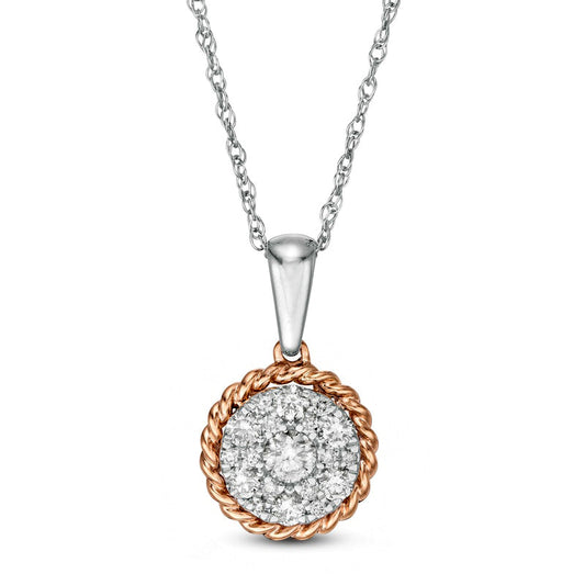 0.33 CT. T.W. Composite Natural Diamond Rope Frame Pendant in 10K Two-Tone Gold