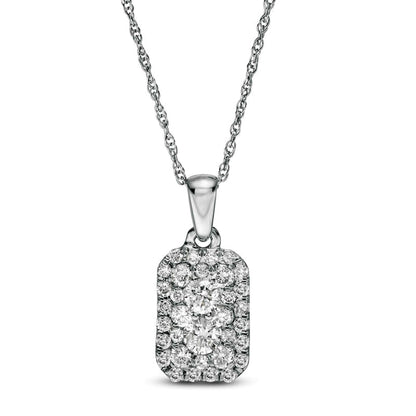 0.38 CT. T.W. Composite Natural Diamond Rectangle Pendant in 10K White Gold