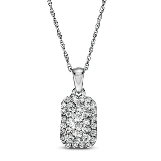 0.38 CT. T.W. Composite Natural Diamond Rectangle Pendant in 10K White Gold