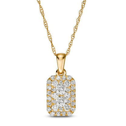 0.38 CT. T.W. Composite Natural Diamond Rectangle Pendant in 10K Yellow Gold