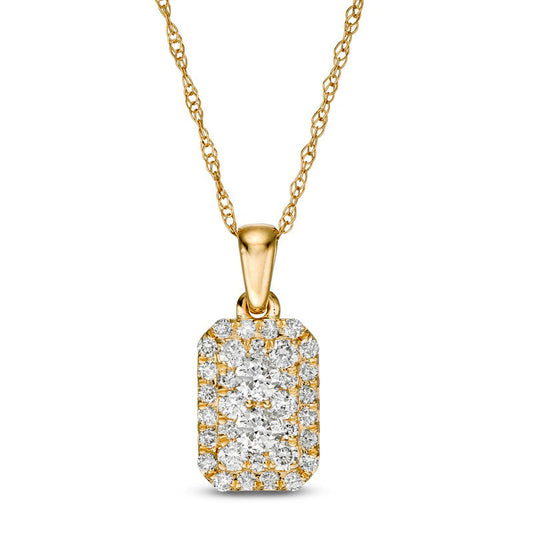 0.38 CT. T.W. Composite Natural Diamond Rectangle Pendant in 10K Yellow Gold