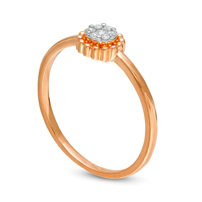 0.07 CT. T.W. Composite Natural Diamond Beaded Flower Promise Ring in Solid 10K Rose Gold