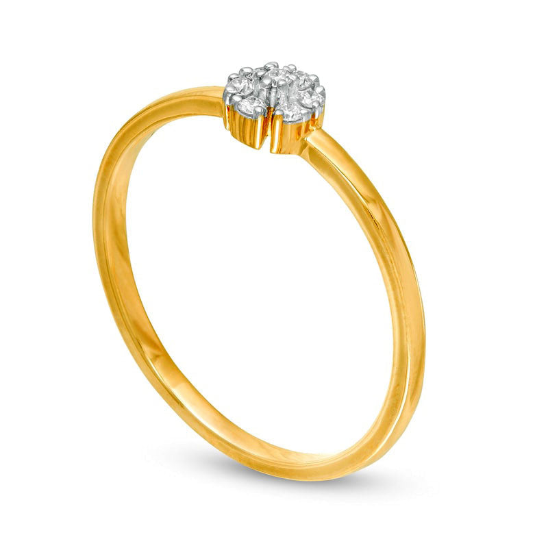 0.07 CT. T.W. Natural Diamond Pinwheel Promise Ring in Solid 10K Yellow Gold