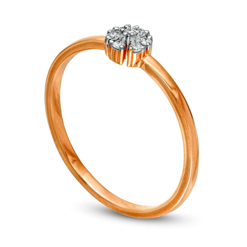 0.07 CT. T.W. Natural Diamond Pinwheel Promise Ring in Solid 10K Rose Gold