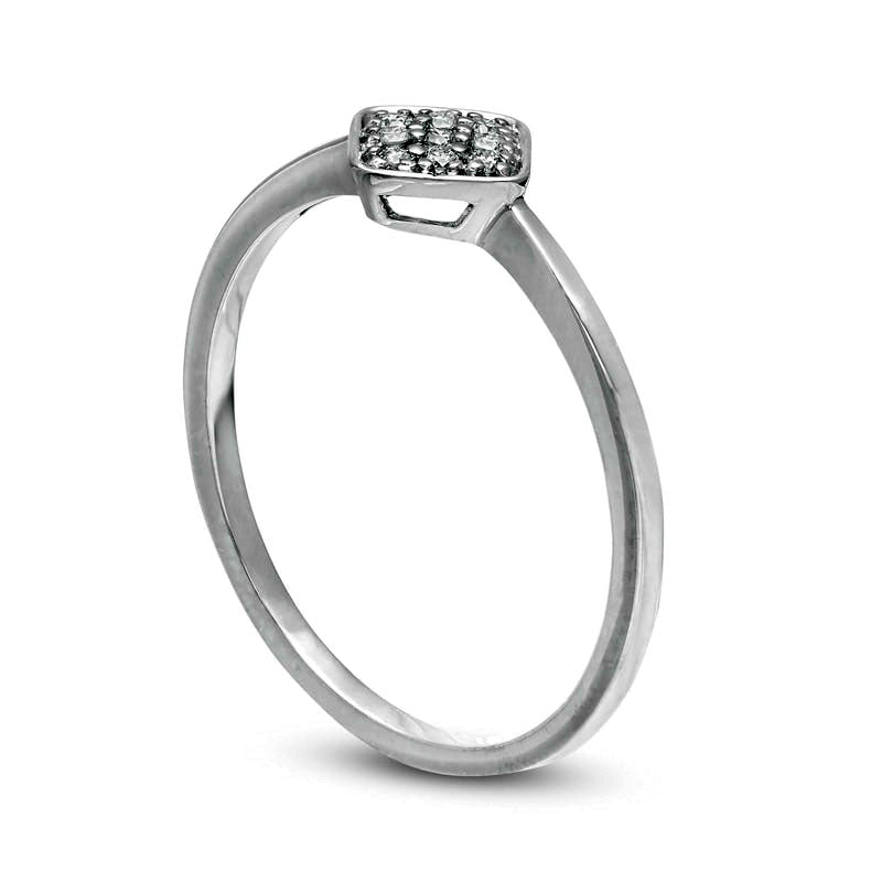 0.07 CT. T.W. Composite Natural Diamond Tilted Cushion Promise Ring in Solid 10K White Gold