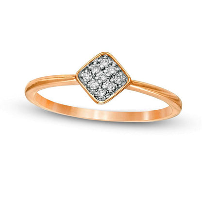 0.07 CT. T.W. Composite Natural Diamond Tilted Cushion Promise Ring in Solid 10K Rose Gold
