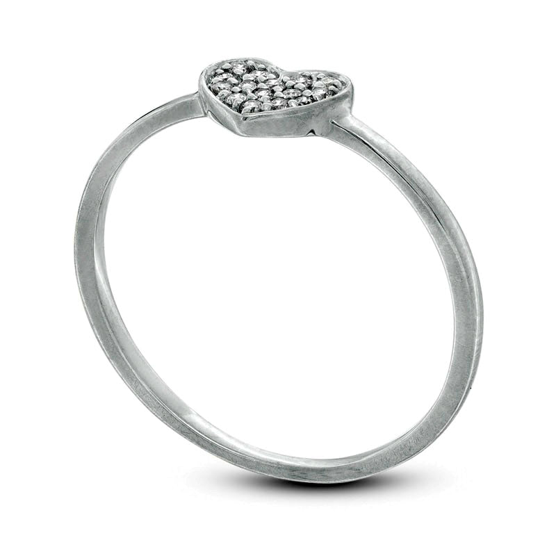 0.07 CT. T.W. Composite Natural Diamond Heart Ring in Solid 10K White Gold