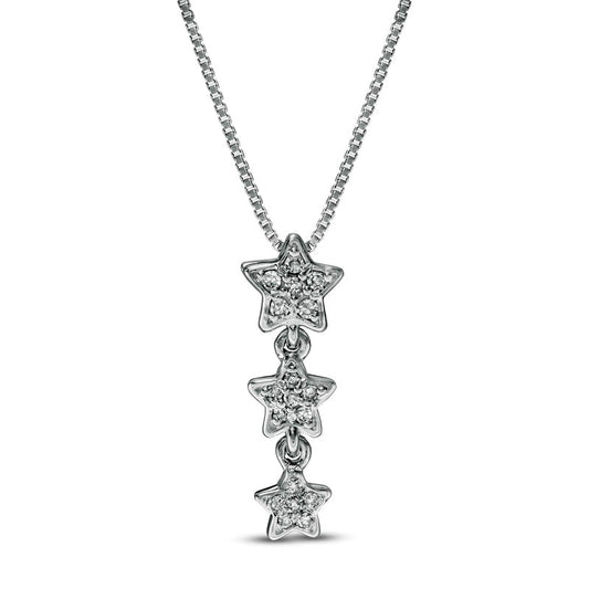 0.07 CT. T.W. Natural Diamond Graduated Triple Star Pendant in Sterling Silver