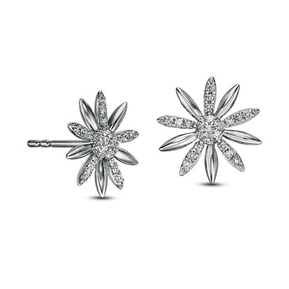 0.17 CT. T.W. Flower Stud Earrings in 10K White Gold